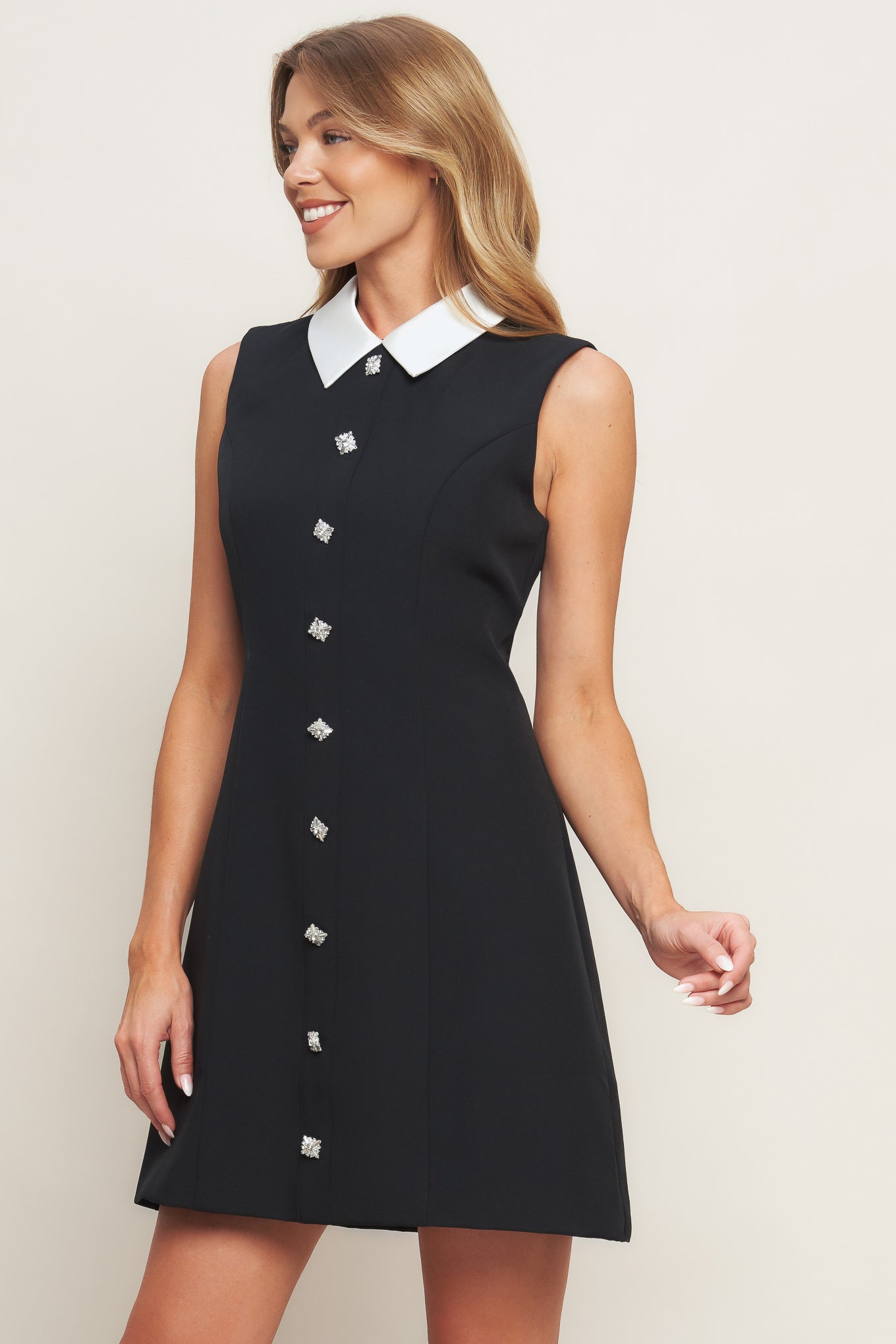 LOVELY MOMENT BLACK WOVEN MINI DRESS Flying Tomato